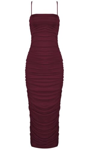Halie Sexy Loose Spaghetti Strap Midi Summer Dress- Red