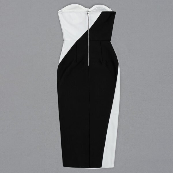 Kailani Black White Strapless Midi Dress - Image 9