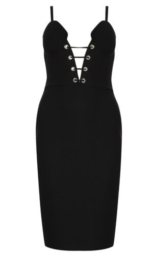 Mckenna Plunge V Neck Spaghetti Strap Midi Dress