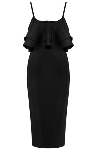 Monika Black Ruffle Bandage Dress