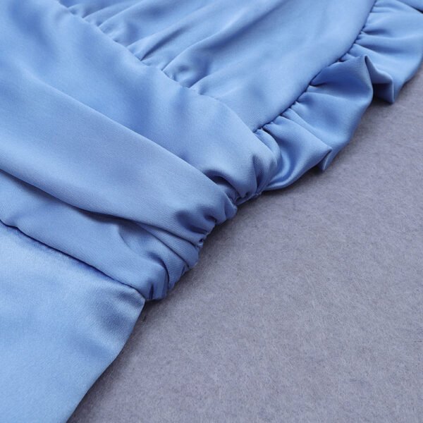 Gracie Light Blue Spaghetti Strap Mini Dress - Frill Detail - Image 4
