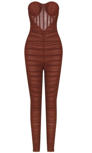 Kaylee Strapless Maxi Mesh Jumpsuit