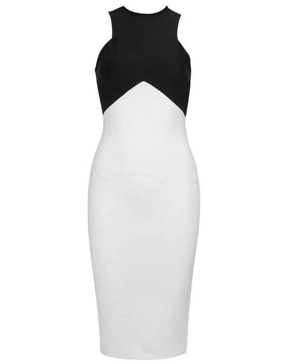 Jessica Sleeveless Black White Midi Dress