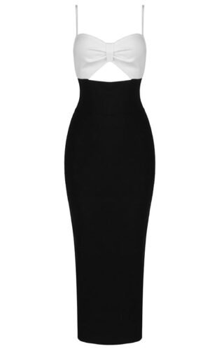 River Black White Midi Bandage Dress
