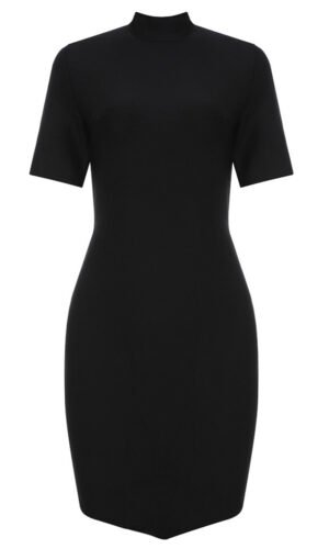 Charli Black Short Sleeve Open Back Mini Dress