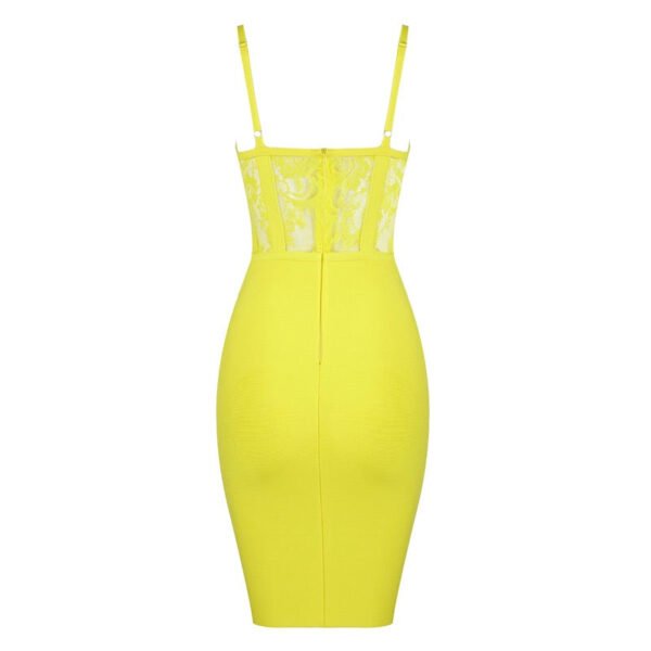 Kairi Yellow Spaghetti Strap Dress with Lace and Bandage - Image 11