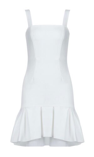 Madisyn Pleated Backless White Bandage Dress