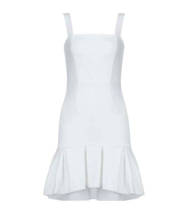 Madisyn Pleated Backless White Bandage Dress