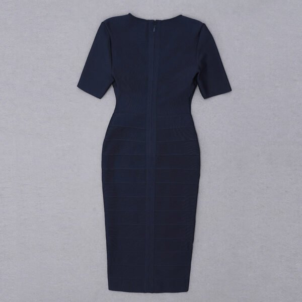 Josie Navy Blue Short Sleeve Midi Dress - Image 6