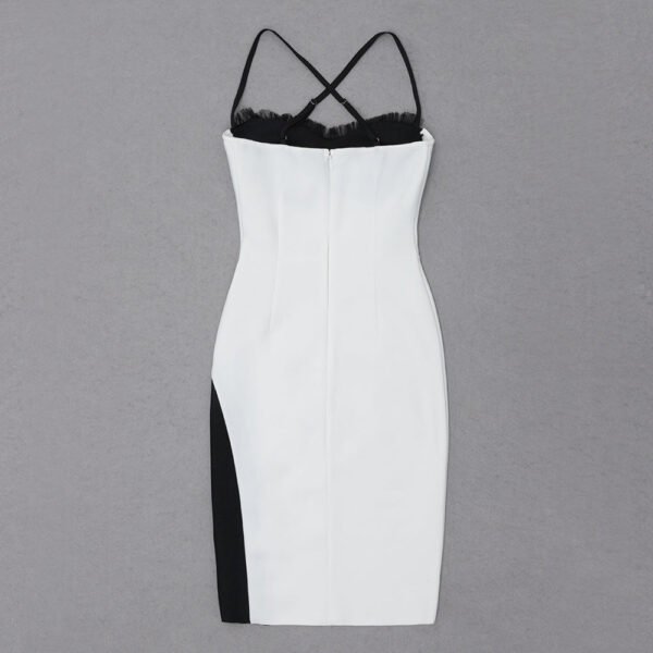 Jemma Black White Mesh Bustier Mini Dress - Image 5