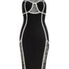 Antonella Black White Halter Lace Midi Dress