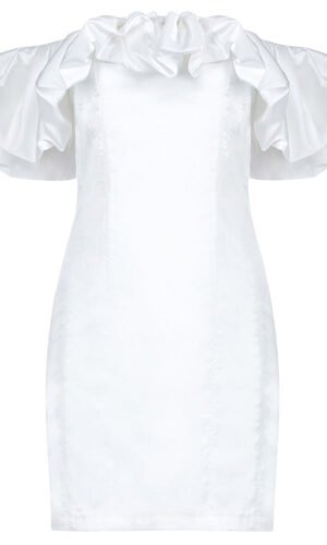 Catalina White Ruffle Strapless Mini Dress