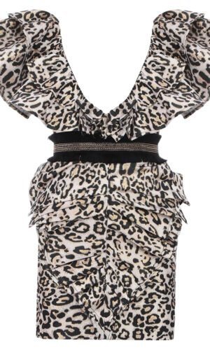 Jocelyn Sleeveless Mini Leopard V Neck Dress