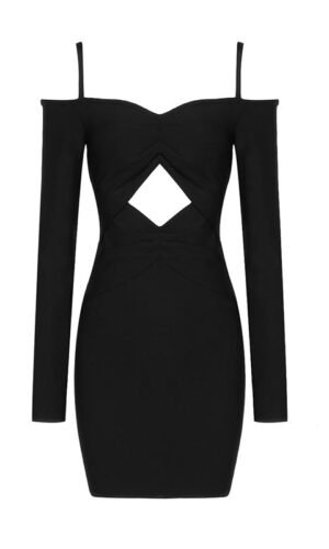 Molly Long Sleeve Mini Black Dress