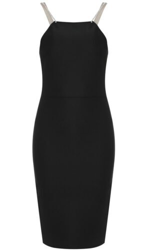 Londyn Black Embellished Backless Mini Dress