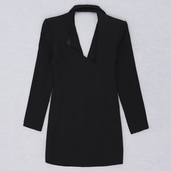 Karina Black Long Sleeve Open Back Mini Blazer Dress - Image 11