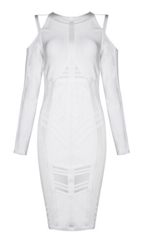 Adehline White Cutout Shoulder Bandage Dress