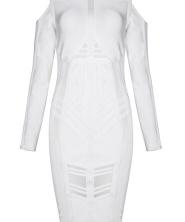 Adehline White Cutout Shoulder Bandage Dress