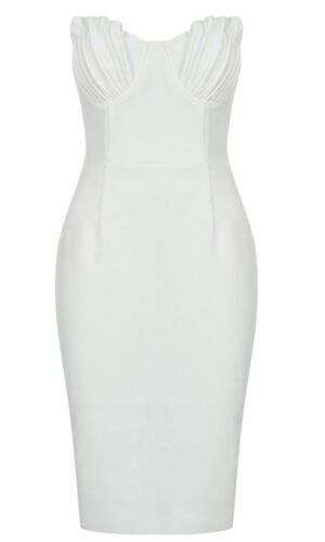 Luna Strapless White Midi Dress