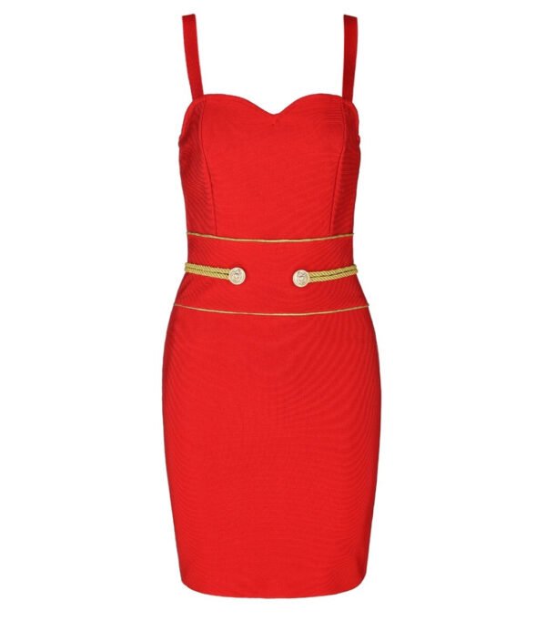 Karima Red Spaghetti Strap Mini Bandage Dress - Image 2