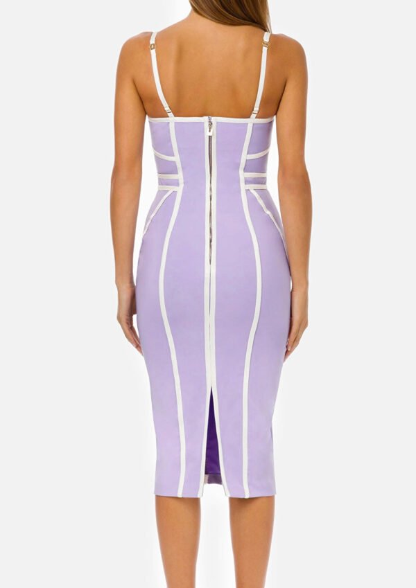 Journee Purple White Spaghetti Strap Midi Dress - Image 4