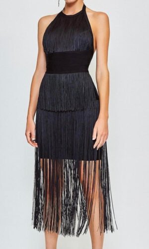 Maci Black Tassel Midi Dress