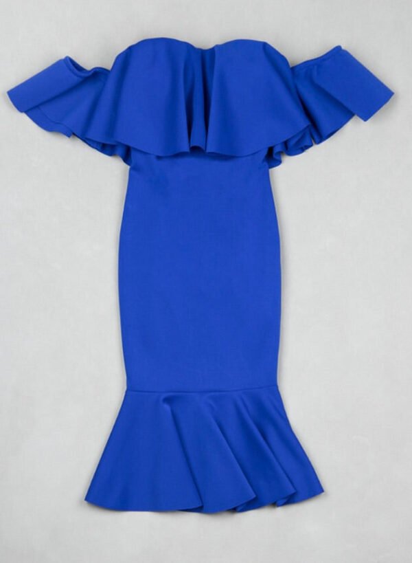 Azalea Blue Ruffle Fluted Midi Dress - Image 7