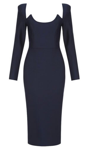 Marilyn Royal Blue Long Sleeve Midi Dress
