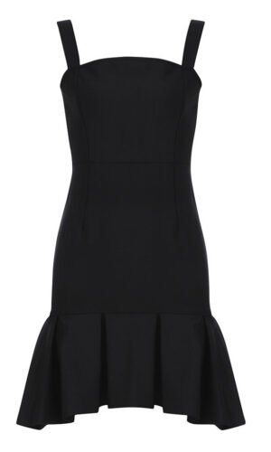 Madisyn Pleated Backless Black Bandage Dress