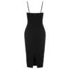 Everleigh Black Bustier Ruched Midi Dress - Image 3
