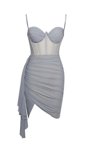 Milani Grey Bustier Corset Mesh Mini Dress