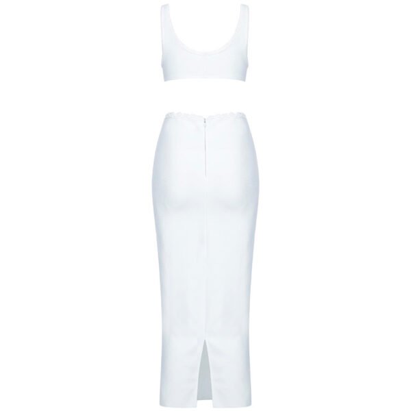 Kynlee White Strap Midi Dress with Crochet Insert - Image 9