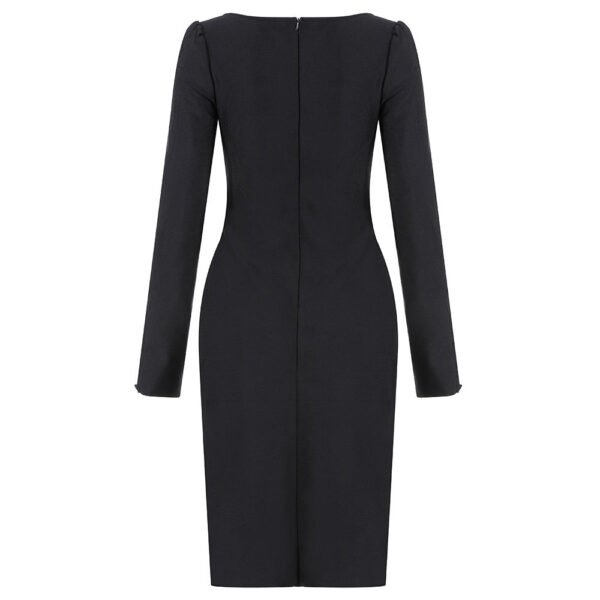 Delaney Black Long Sleeve Midi Bandage Dress with lace - Image 4