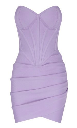 Maisie Strapless Bustier Draped Mini Dress - Lavender