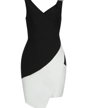 Alana Black White Asymmetric Mini Dress