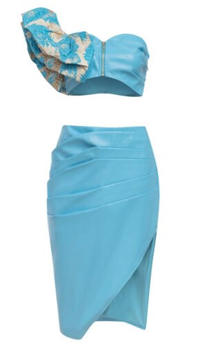 Imani Strapless Blue Two Piece Midi Dress