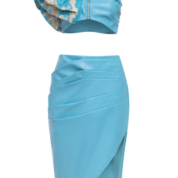 Imani Strapless Blue Two Piece Midi Dress