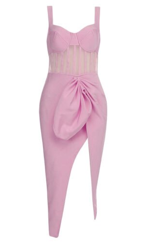 Micah Pink Bustier Structured Midi Dress