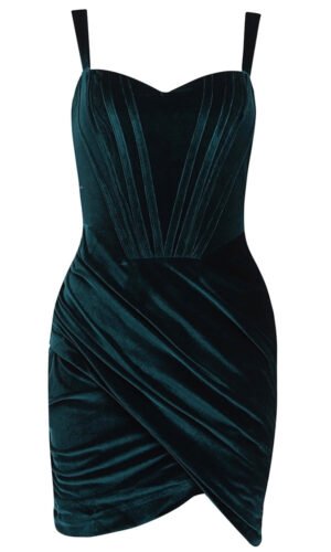 Madeleine Velvet Green Structured Mini Dress
