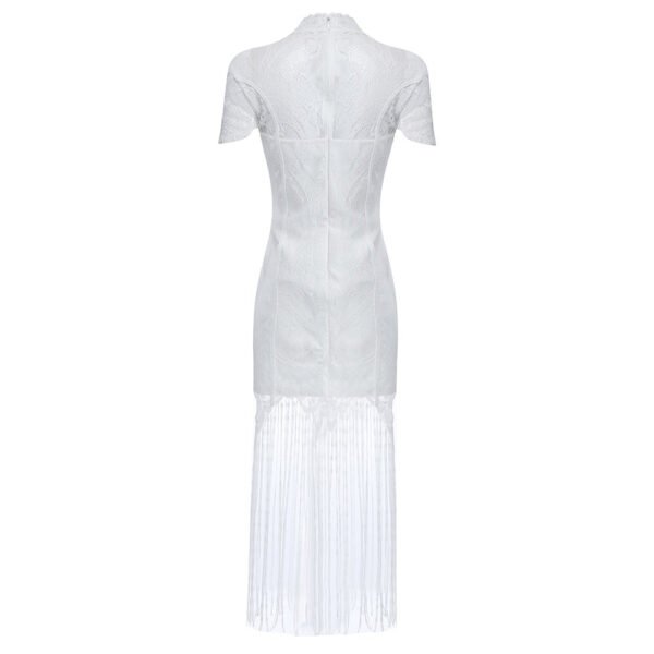 Kailyn Lace White Tassel Midi Party Dress - Image 5