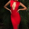 Akua Red Asymmetric Bandage Dress - Image 7