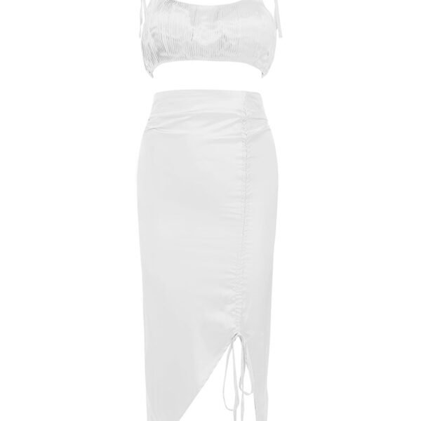 Ivanna White Two Piece Midi Satin Dress