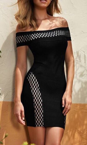 Raina Black Off Shoulder Strapless Mini Dress