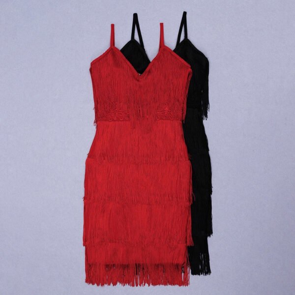 Janana Red Tassel Bandage Dress - Image 3