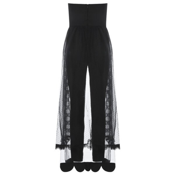 Giselle Strapless Black Sexy Mesh Detail Jumpsuit - Image 2