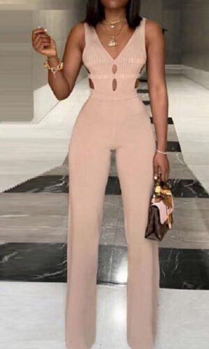 Kori Blush Pink CutOut Design Bandage Jumpsuit