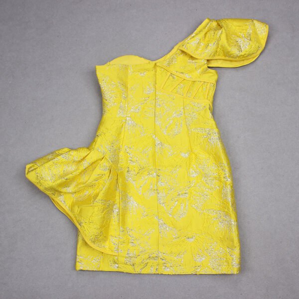 Hope Yellow Sleeveless One Strap Frill Mini Dress - Image 17