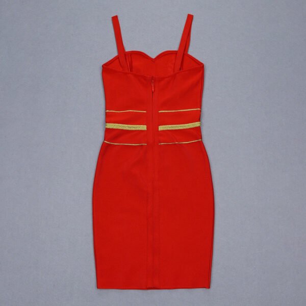 Karima Red Spaghetti Strap Mini Bandage Dress - Image 4