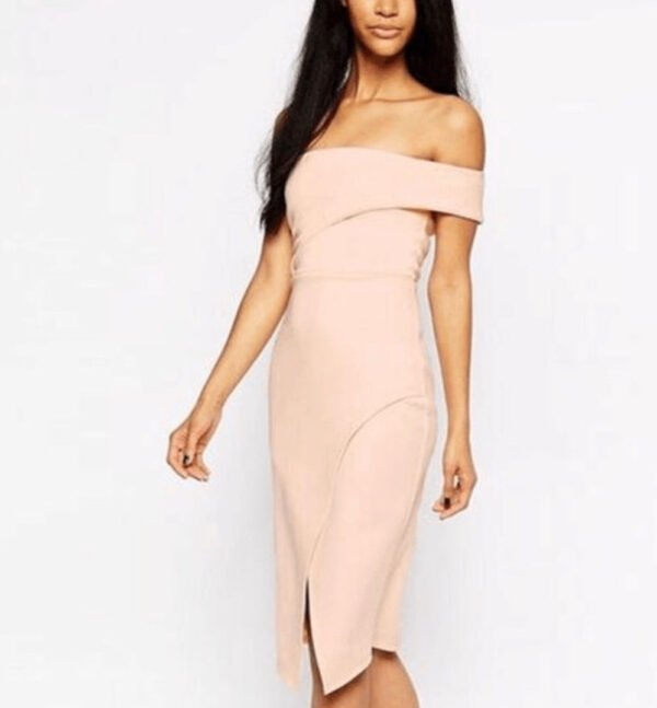 pink off shoulder dress