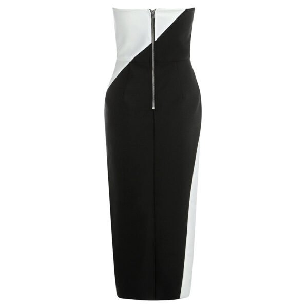 Kailani Black White Strapless Midi Dress - Image 13